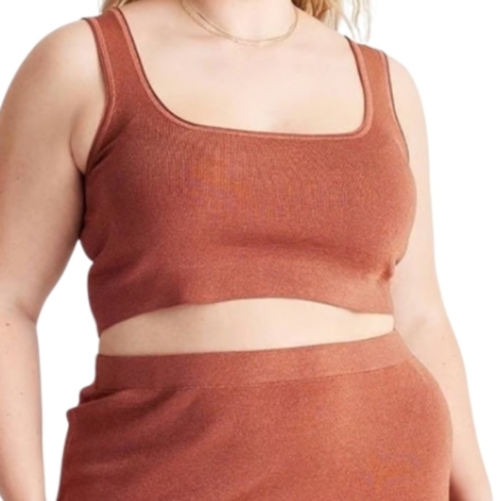 RUST BROWN METALLIC SHIMMER CROP TOP SZ 1X NWT